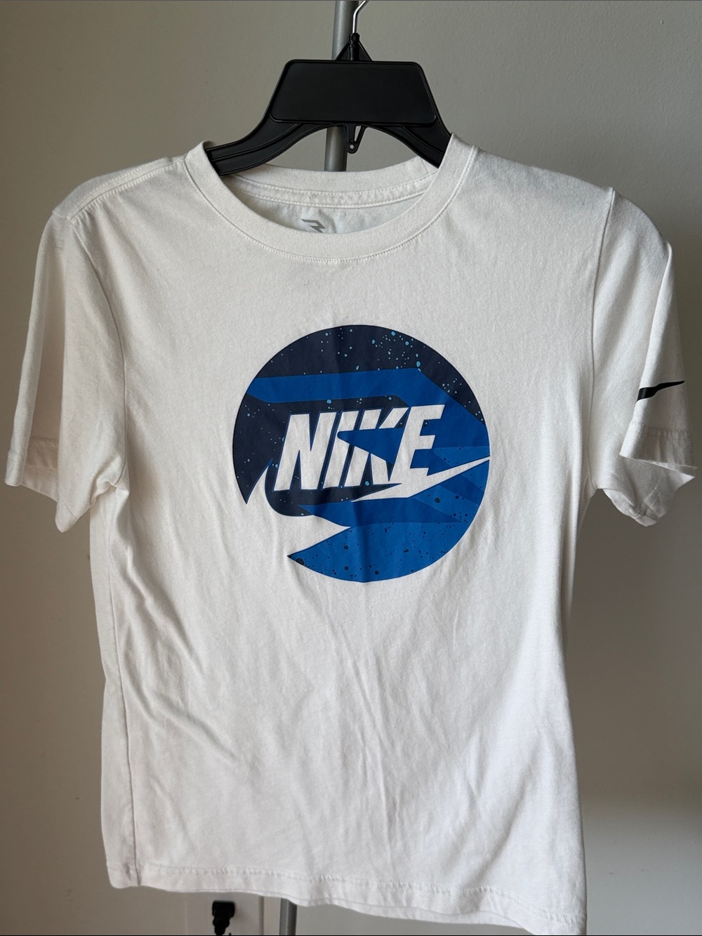 Nike White Tee with Blue Circle Logo